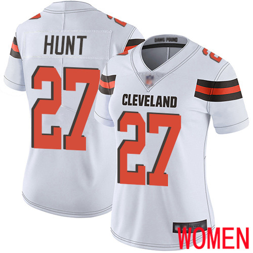 Cleveland Browns Kareem Hunt Women White Limited Jersey #27 NFL Football Road Vapor Untouchable